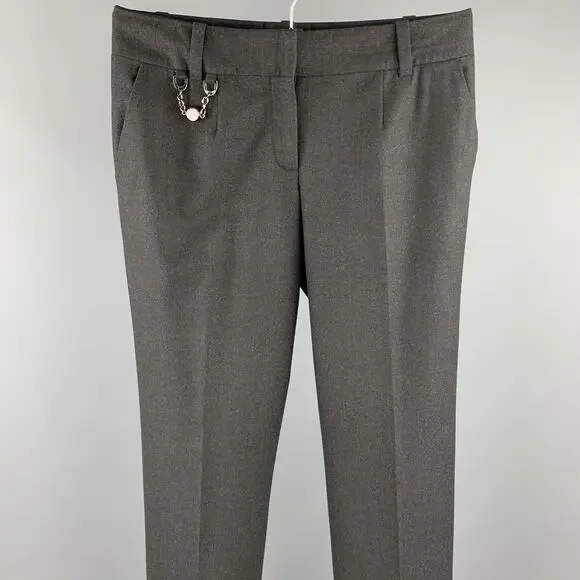 CELINE Size 4 Charcoal Wool Wide Leg Dress Pants